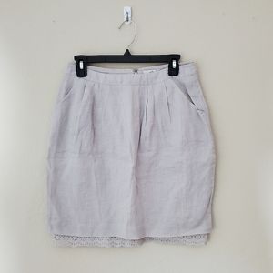 Anthropologie Odille Linen Eyelet Lace Skirt with Pockets